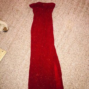 Beautiful Red Sparkle Strapless Dress